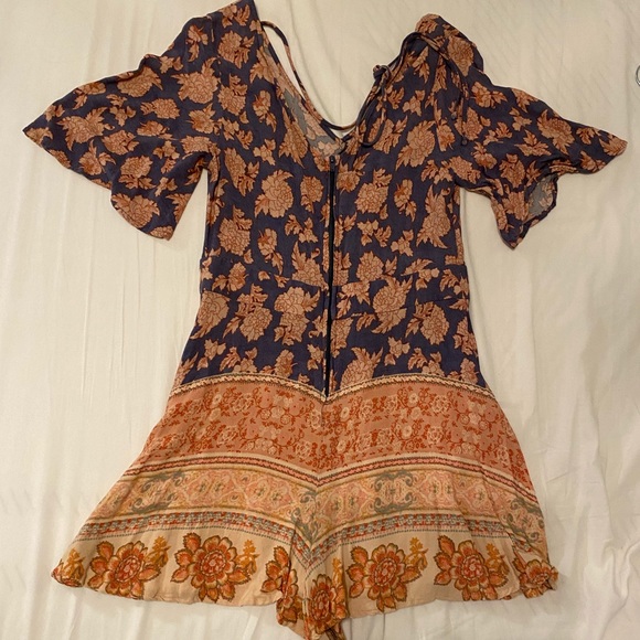 Xhiliration | Purple and Peach Boho Romper - Picture 4 of 4